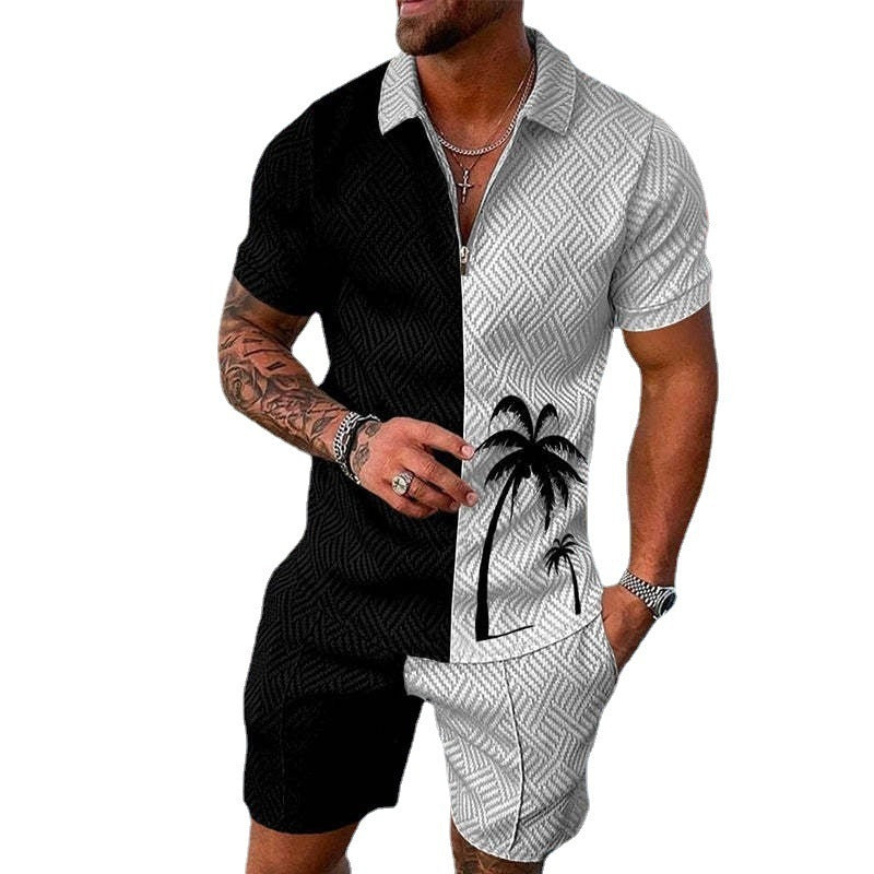 Fashion Casual Zipper Short Sleeve Suit 208ec164 3c6f 43e6 b116 6852d23dcbfa