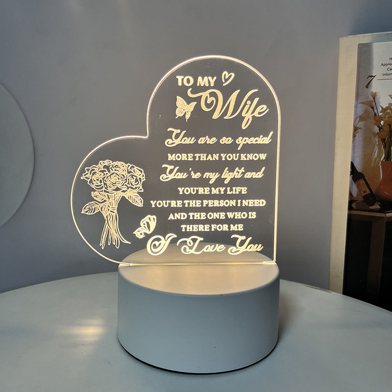 Creative 3D Night Heart Shaped Blessing Language USB Small Table Lamp 20cd344c d11f 4efe 8c38 a7b236e57765