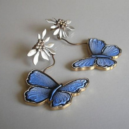 Epoxy Butterfly And Flower European And American Popular Retro Imitation Thai Silver Earrings 20e68c38 db8a 4c90 8221 0173fae