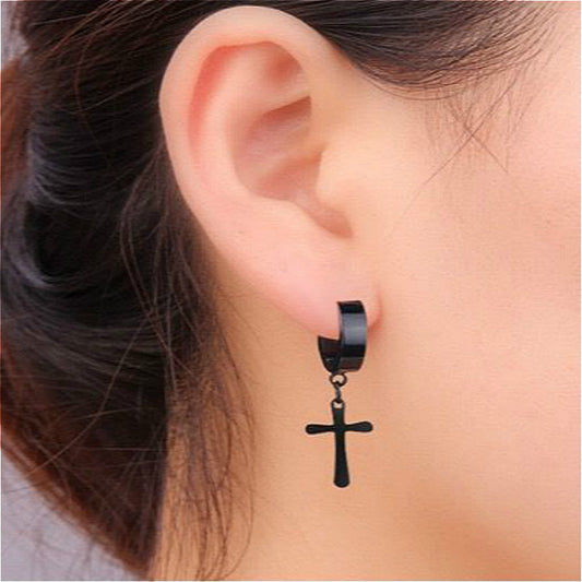 Men And Women Cool Trend Cross Titanium Steel Earrings 20f1d868 6278 43b7 a96b 0d7b70ce1b2a