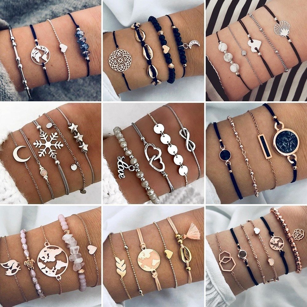Bohemian Bracelets & Bangles Set Vintage Bead Boho Charm Bracelet For Women Jewelry Accessories Pulseras Mujer Bijoux Femme 2