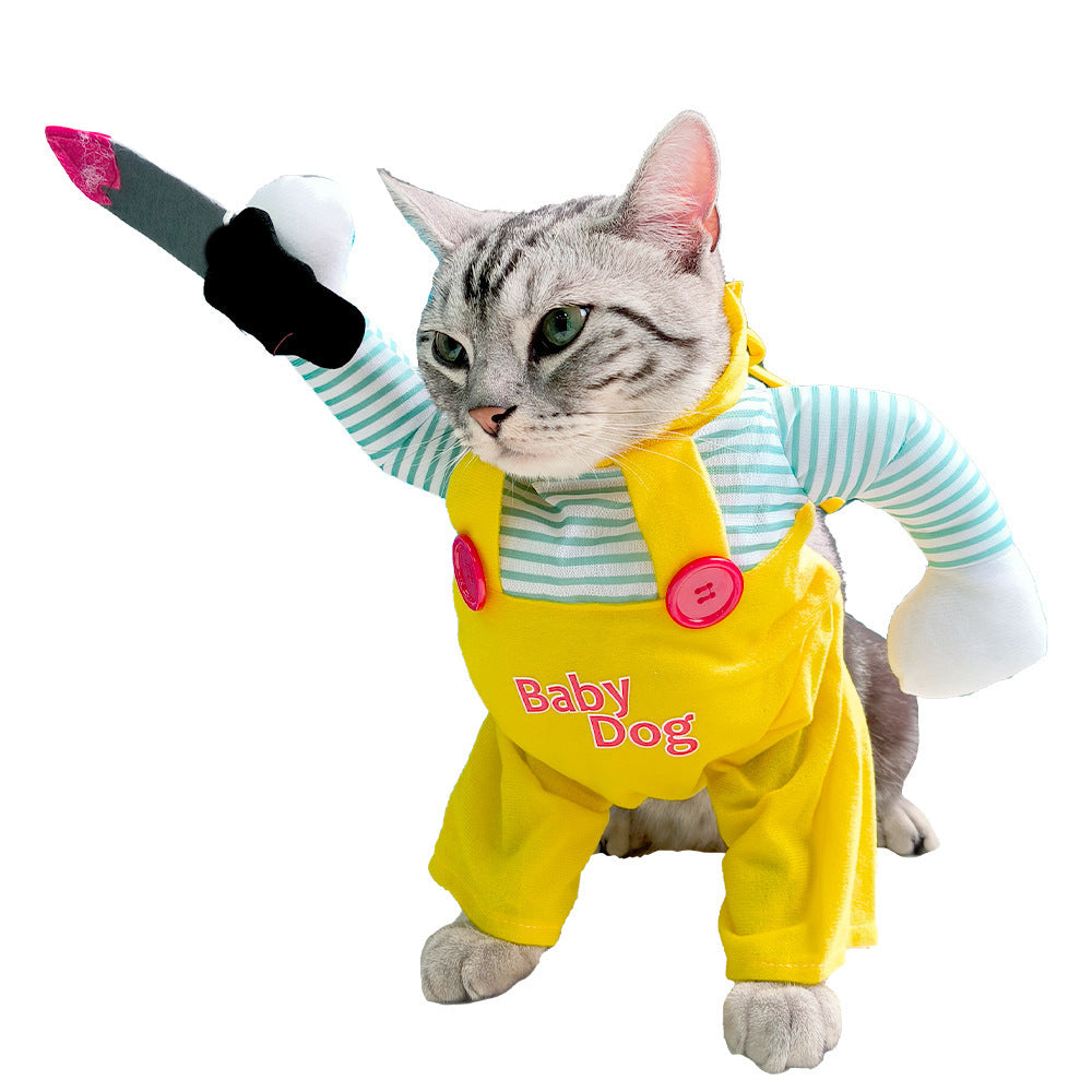 Cat Pet Costume Clothing Creative Yellow Knife Assassin Cat Clothing 2120bab1 38f6 4740 8035 b471a46e5295