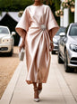 Women's Commuting Elegant Elegant Flower Beads Decorative Satin Design Dress