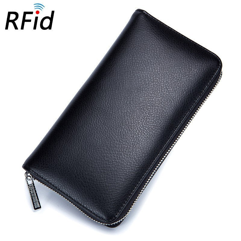 Rfid Many Departments Men Wallet Cow Genuine Leather 36 Slots Card Holder Cell Phone Pocket Male Wallets Clutch Man Long Purs