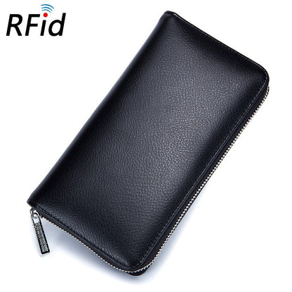 Rfid Many Departments Men Wallet Cow Genuine Leather 36 Slots Card Holder Cell Phone Pocket Male Wallets Clutch Man Long Purs