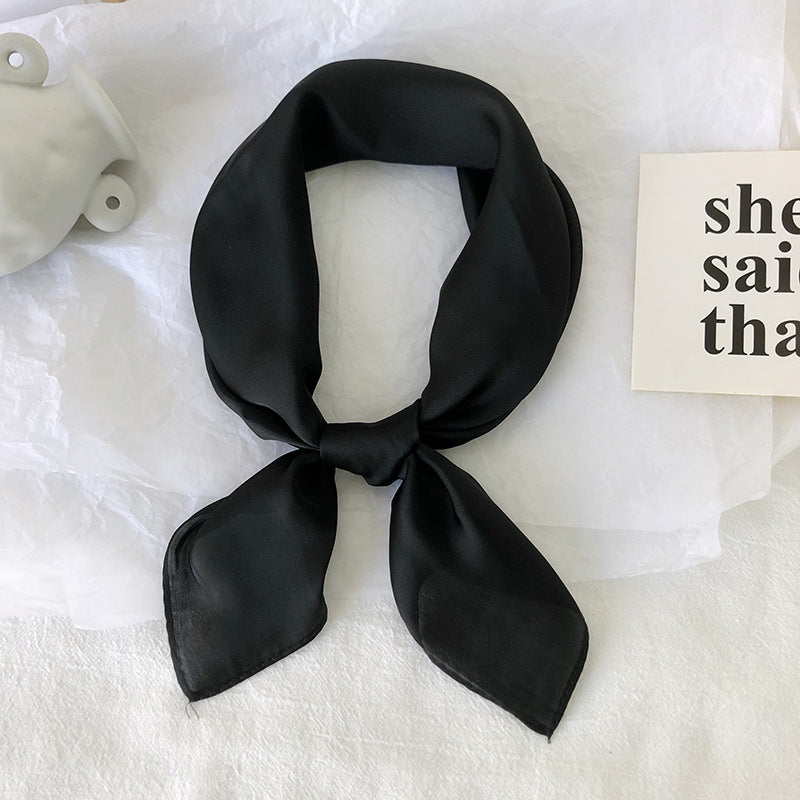 Pure color ladies tie wrap silk scarf 214767598663