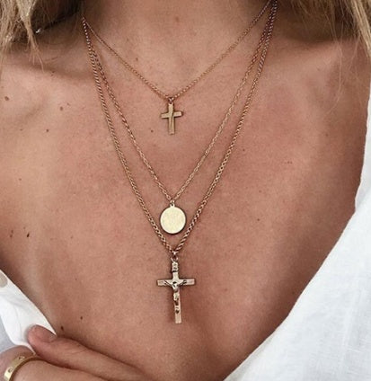 Bls-miracle Multilayer Necklace for Women Long Chain Turkish Eye Pendant Necklaces Trendy Crystal Star Water droplets Necklac