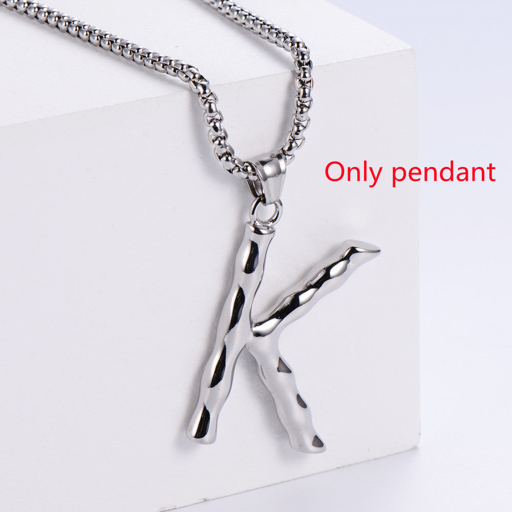 Three-dimensional 26 English Letter Pendant Necklace Fashion Jewelry Titanium Steel Couple Ornament 21599b56 96a4 4292 a13a a