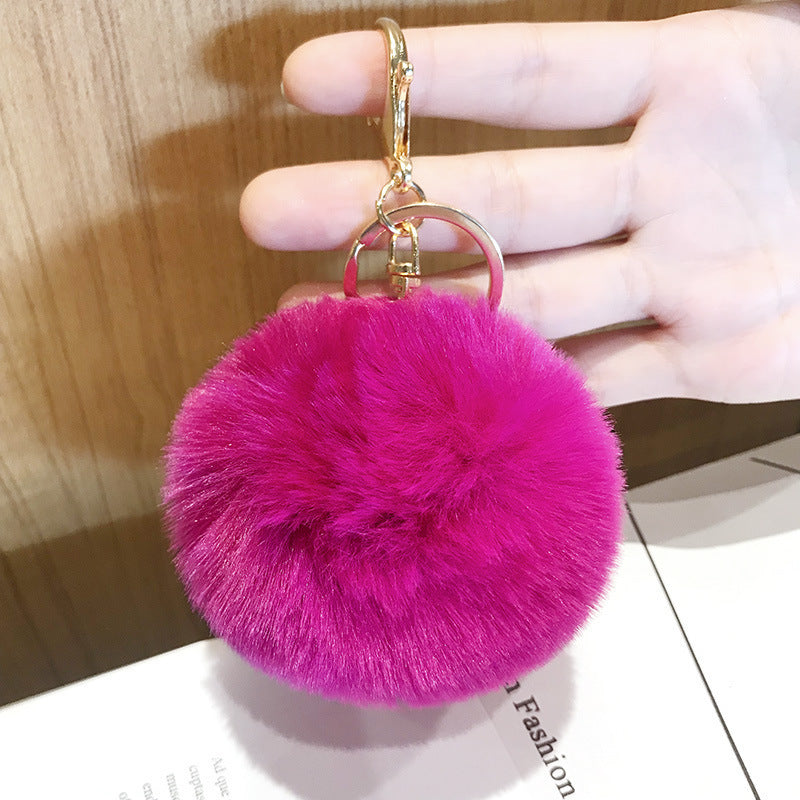 Imitated lazy rabbit fur ball car keychain pendant 216081788328