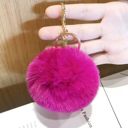 Imitated lazy rabbit fur ball car keychain pendant 216081788328