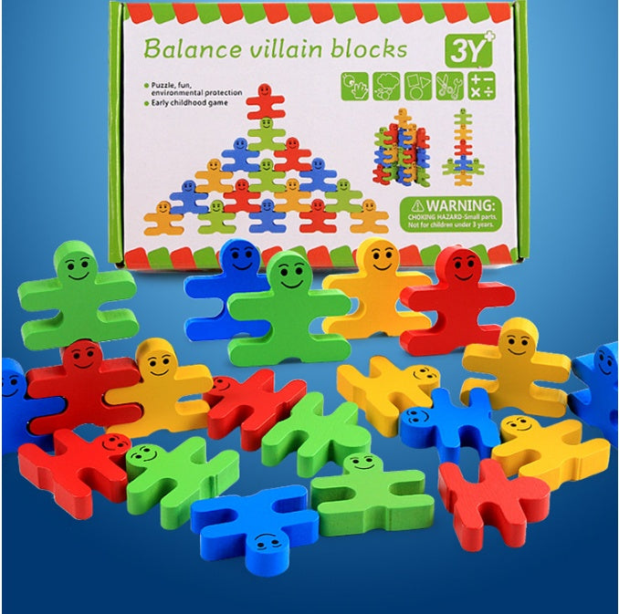 Cartoon Balanced Man Jenga Blocks 2164865033376