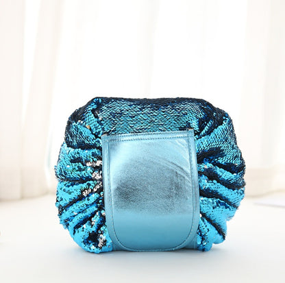 Mermaid Sequins design Cosmetic Bag Drawstring Makeup Case Women Travel Make Up Organizer Storage Pouch Toiletry Wash Kit 216