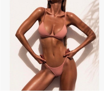 Sexy bikini in fast-selling, explosive bikini , new European and American foreign trade women's split pure-color swimsuit 216