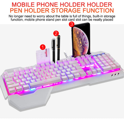 ErgonomicWired Gaming Keyboard with RGB Backlight Phone Holder 2174299080048