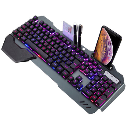 ErgonomicWired Gaming Keyboard with RGB Backlight Phone Holder 218340359937