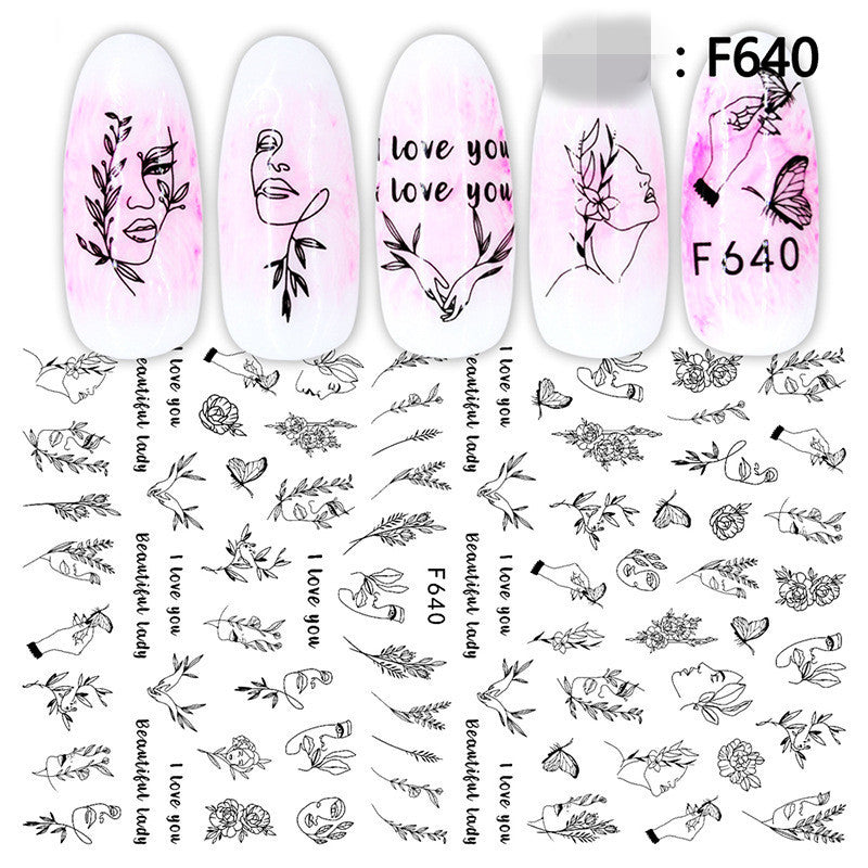 1pc Flowers Rose Red Black Sliders Adhesive Decoration Nail Art Stickers Russian Design 3D Adhesive Slider Decals - HD Wireless Product #5