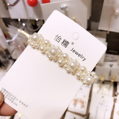 Flower Pearl Rhinestone Hair Clip female one character clip 2189240979792