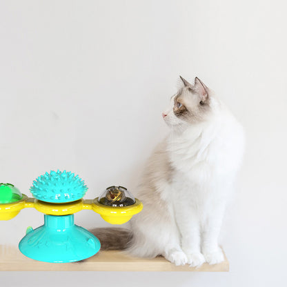 Cat Rotating Windmill Multi-Function Toys Itch Scratching Device Teeth Shining Toy 2193797107965