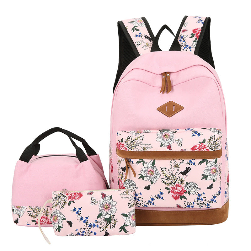 Casual Backpack Three-piece Large Capacity Student Schoolbag Japanese Style 21950355396 210612214