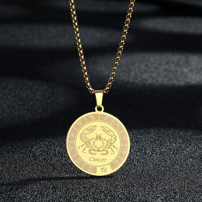 Stainless Steel Constellation Pendant Necklace Gold Medal Necklace 21989ec7 90ec 4504 bd29 6494de2aa462
