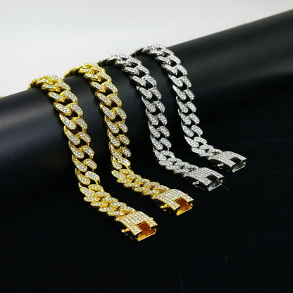Flat Cuban Link Chain Diamond Bracelet 21a54852 1367 45ac 8282 06d31b68394e