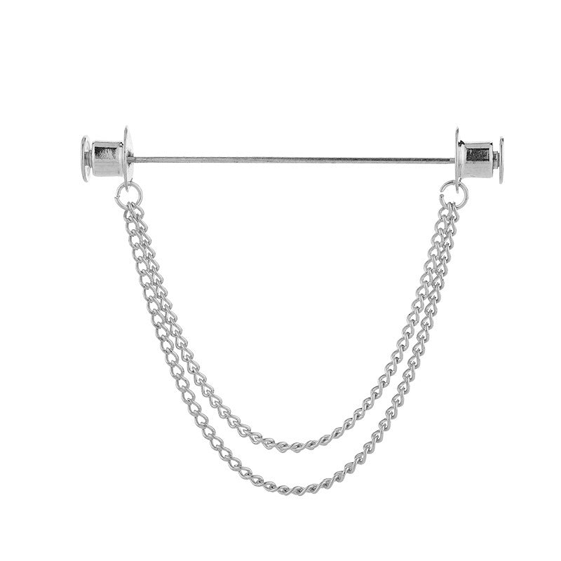 Metal Chain Tassel Pin Men's Shirt Bar Shaped Pin Suit Collar Pin Collar Buckle Accessories 21ec3fd7 5281 4b40 8dd9 a4e73913f