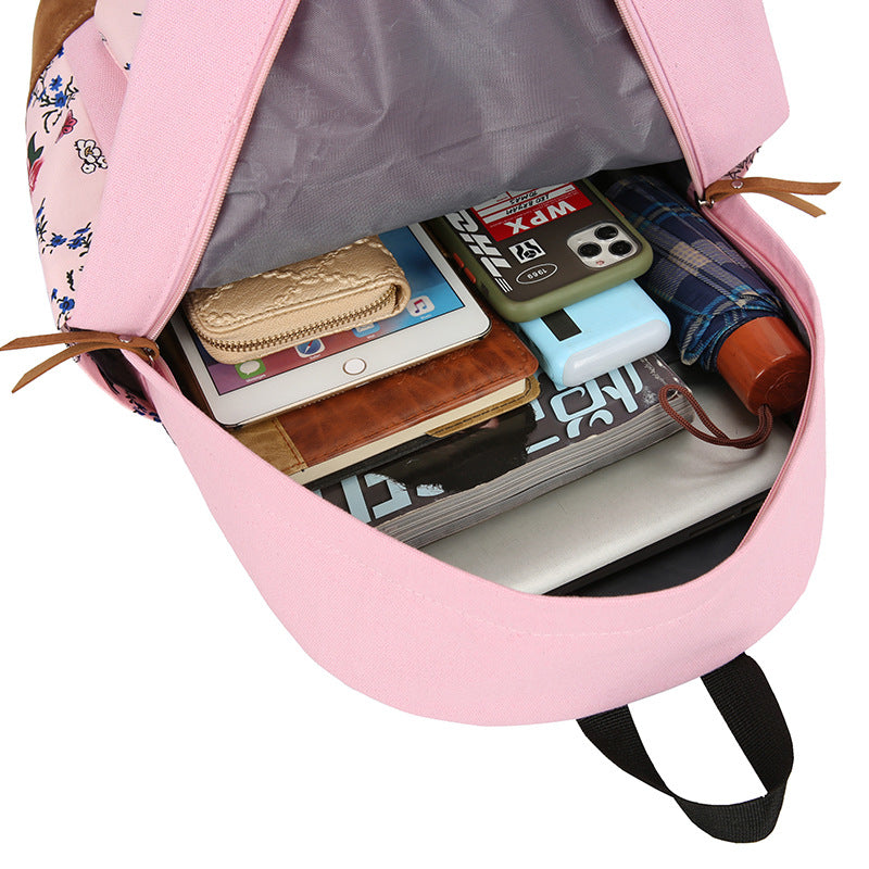 Casual Backpack Three-piece Large Capacity Student Schoolbag Japanese Style 22029265011 210612214