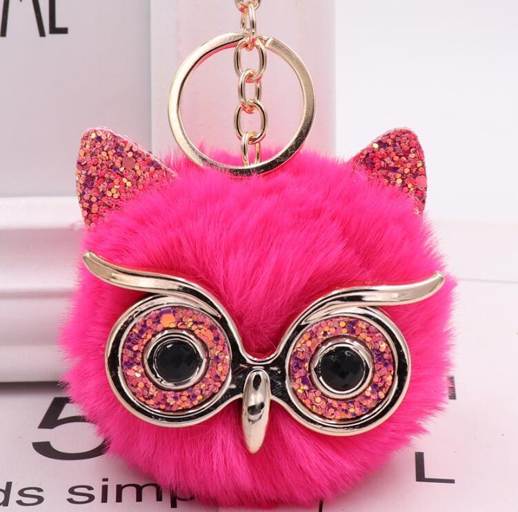Lovely Owl Plush Doll Kids Favors Fur Ball Key Chain 2206123466751