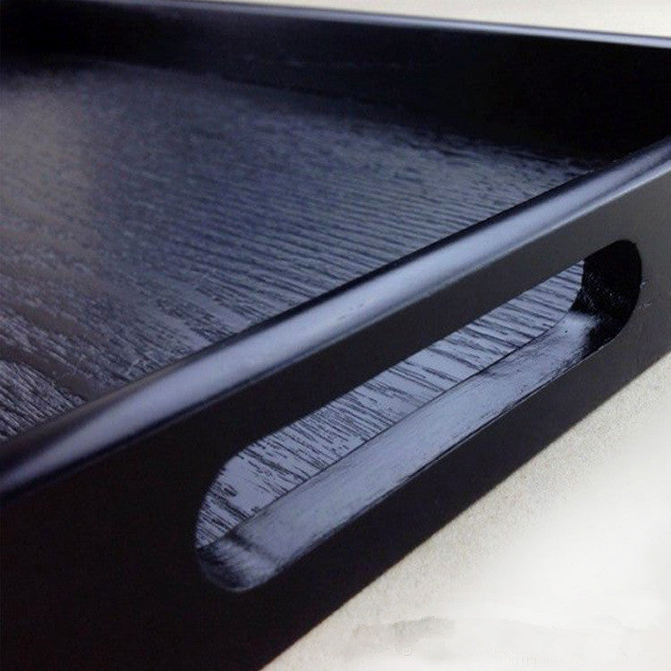 Japanese style rectangular black hotel wooden tray