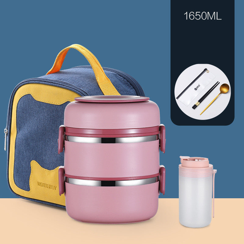 304 Stainless Steel Insulated Barrel Multi-layer Lunch Box - HD Wireless Product #13