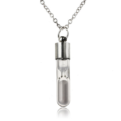 Fashion Time Hourglass Crystal Drift Bottle Pendant Noctilucent Necklace 2231498773746