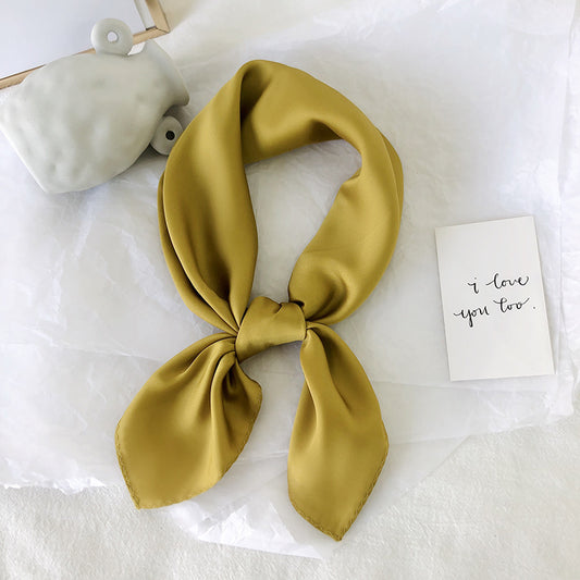 Pure color ladies tie wrap silk scarf 2234657481874