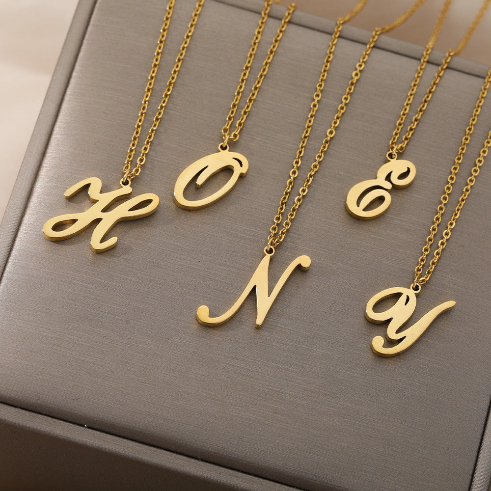 Stainless Steel 26 English Letter Necklace 22413b8f 07ad 43ea b1f0 50ebea9b9705