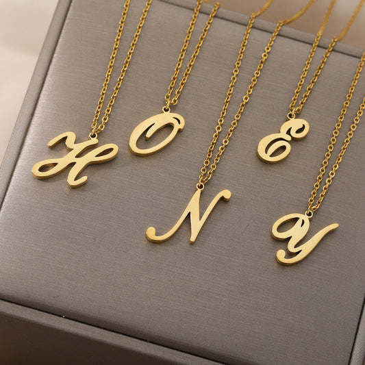 Stainless Steel 26 English Letter Necklace 22413b8f 07ad 43ea b1f0 50ebea9b9705