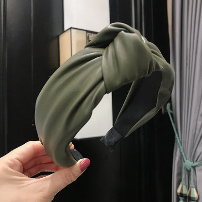 PU imitation leather knotted headband 224248447301