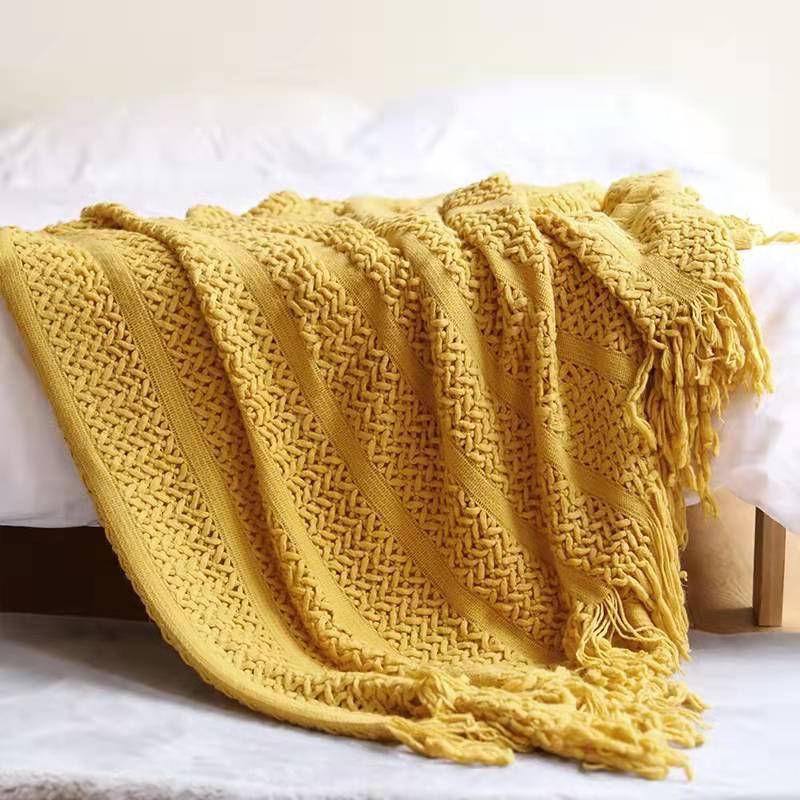 Sofa Blanket Bed Runner Solid Color Office Blanket Knitted Small Blanket Decoration B & B Bed Blanket 22438120 5f20 4870 a1d6