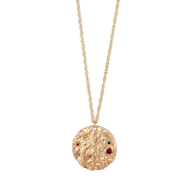 Embossed 12 Constellation Necklace 2253305786062