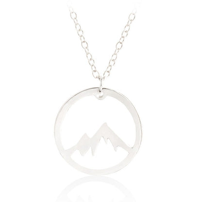 Mountain Pendant Necklace Gold Silver Minimalist Nature Snow Mountain Necklace For Women Men Fashion Adventure Jewelry Gift 2