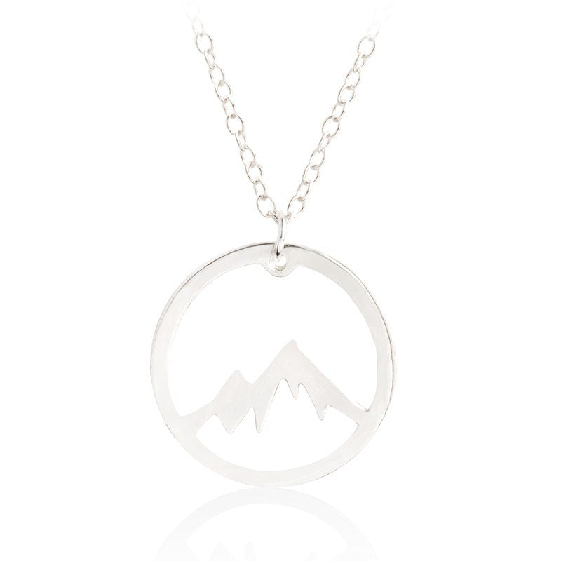 Mountain Pendant Necklace Gold Silver Minimalist Nature Snow Mountain Necklace For Women Men Fashion Adventure Jewelry Gift 2