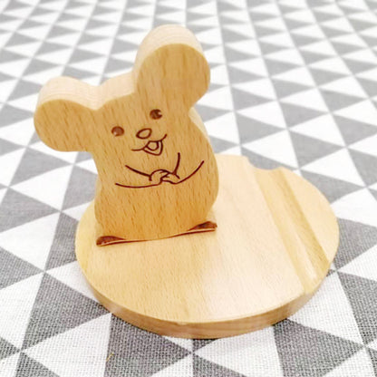 Creative  Mobile Phone Toma Back With Coin Beech Wood Lazy Phone Holder Custom Lettering - 图片 19