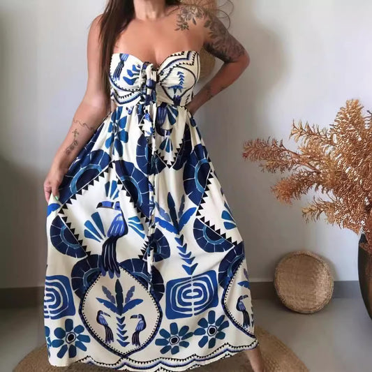 European And American Spring And Summer Print Lace Printing Elegant Style Dress 226682fa 3737 497d bc7e 07b36a635906