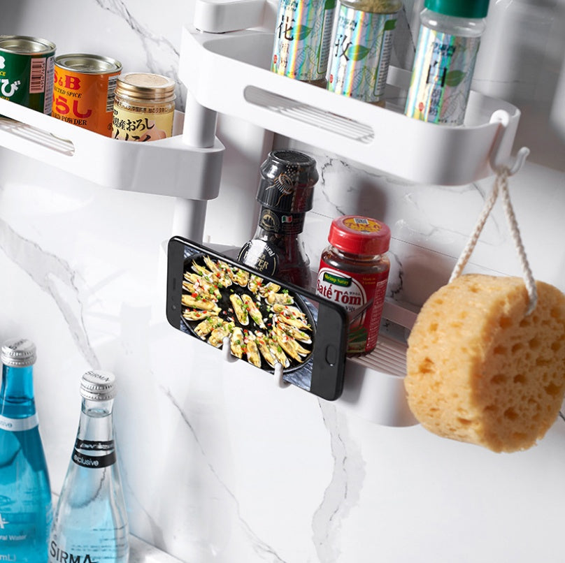 Rotating wall-mounted storage box kitchen bathroom toilet debris plastic punch-free storage finishing box 2275398542024