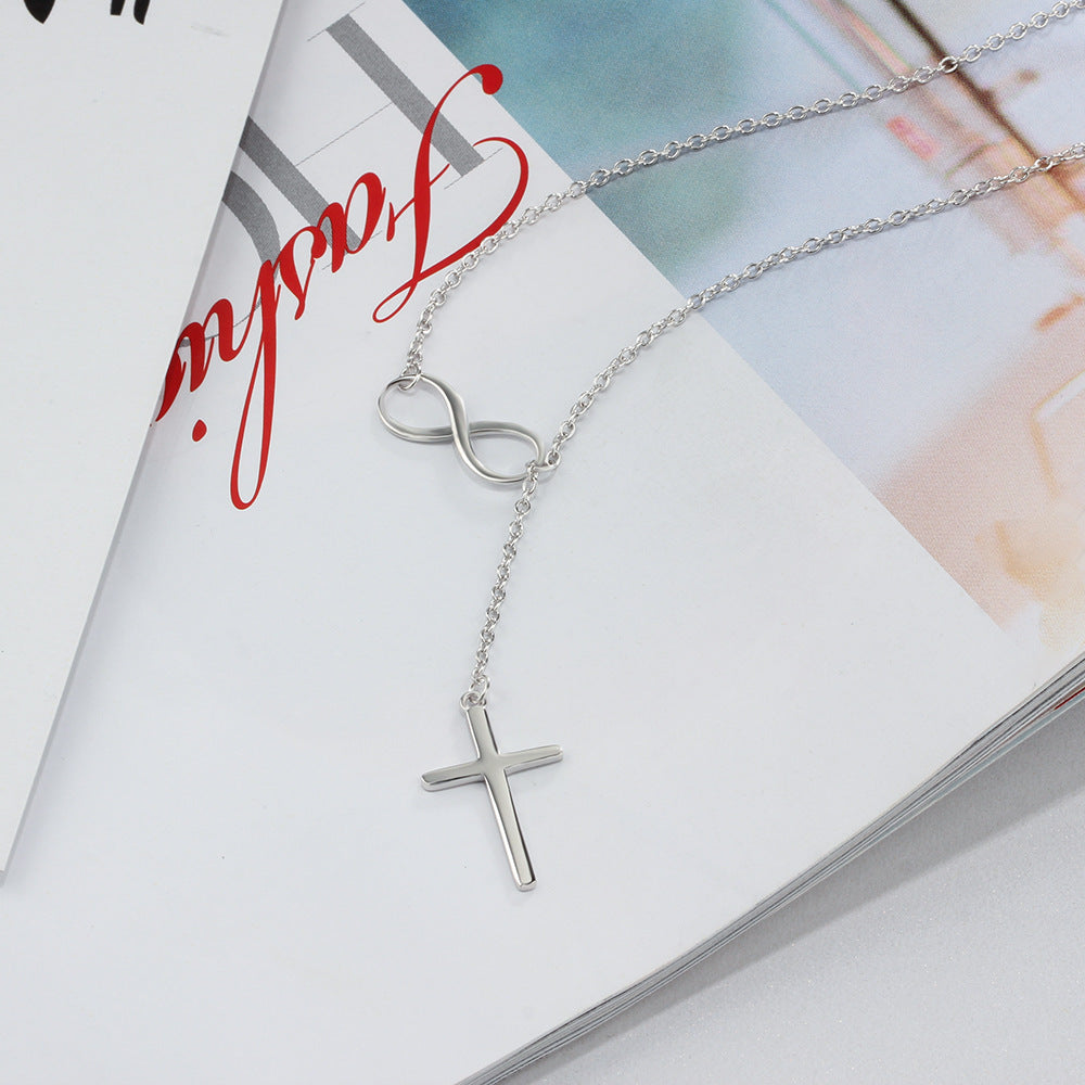 Cross s925 sterling silver female low-cut necklace 22771579452795
