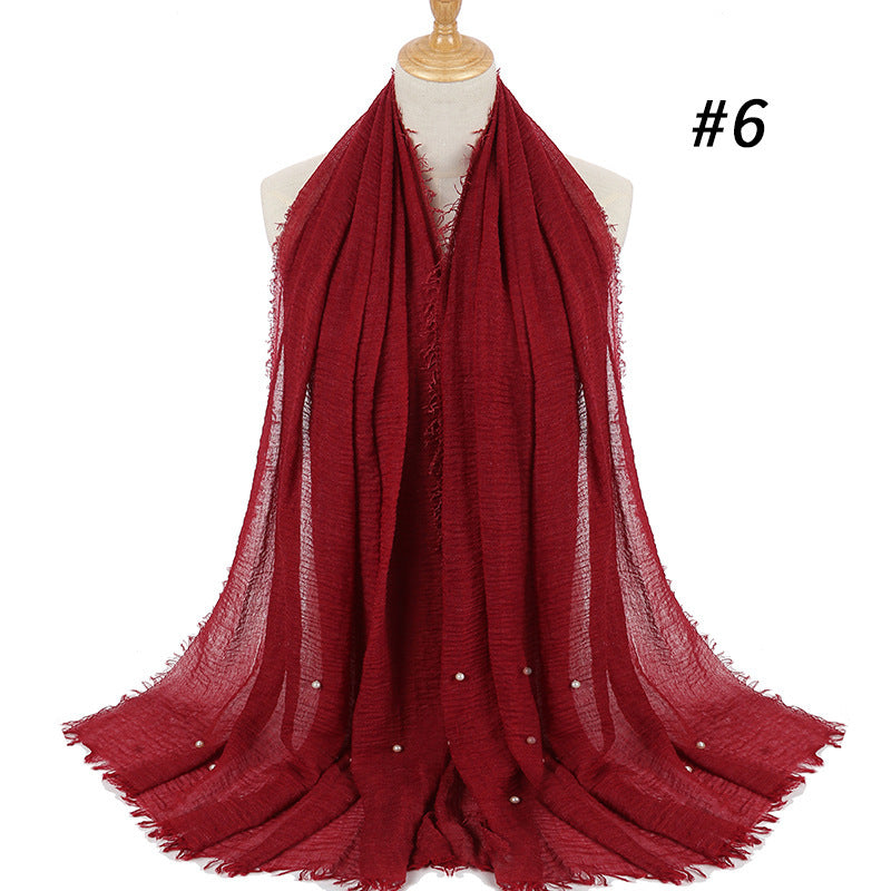 Cotton and linen crumpled monochrome scarf 2277587704165