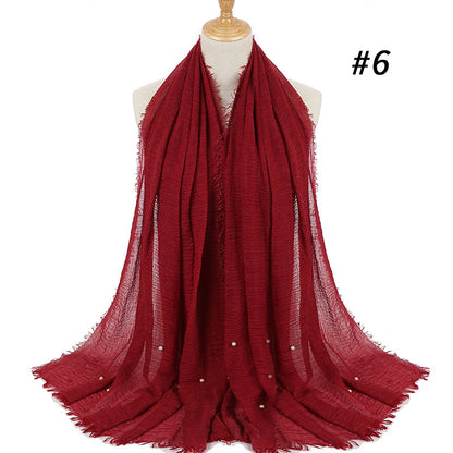 Cotton and linen crumpled monochrome scarf 2277587704165