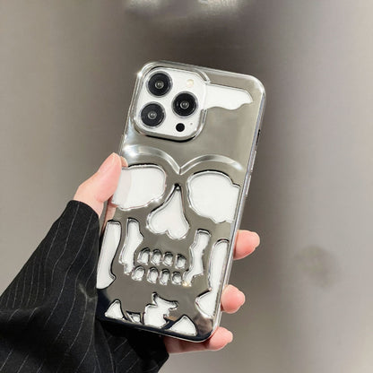 Luxury Plating 3D Skull Phone Case For I-Phone 14 Pro Max 13 12 11 Plus Breathable Glossy Hollow Out Gold Metallic Paint 2280