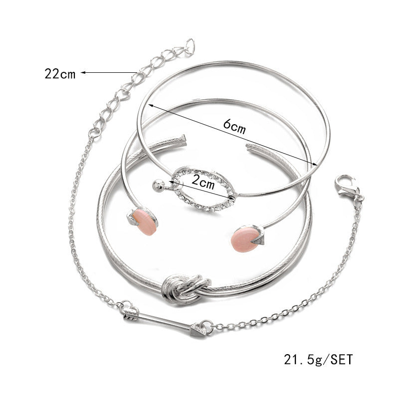 Classic Arrow Knot Round Crystal Gem Multilayer Adjustable Bracelet Set Women Fashion Party Jewelry Gift 228114161066