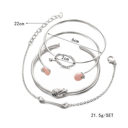 Classic Arrow Knot Round Crystal Gem Multilayer Adjustable Bracelet Set Women Fashion Party Jewelry Gift 228114161066