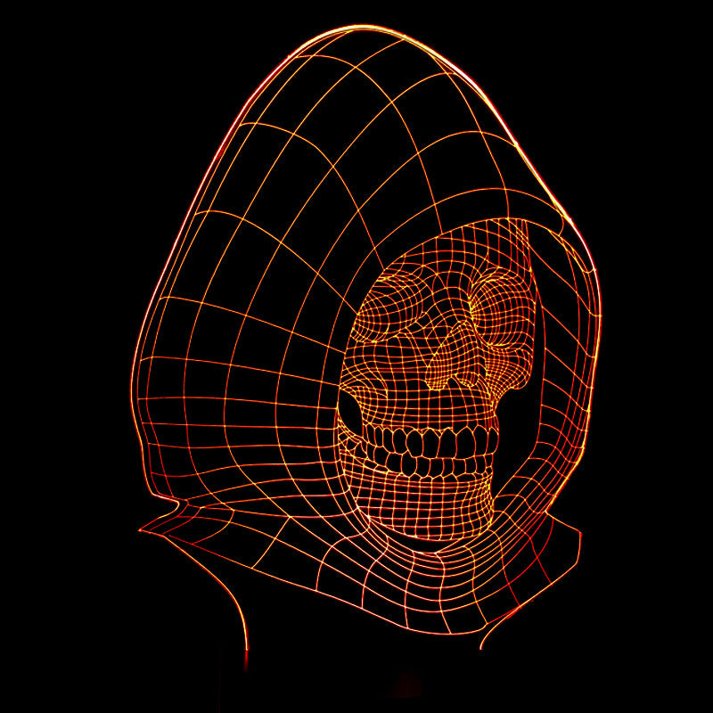 3D LED Color Night Light Changing Lamp Halloween Skull  Light Acrylic 3D Hologram Illusion Desk Lamp For Kids Gift Dropship - HD Wireless Product #7