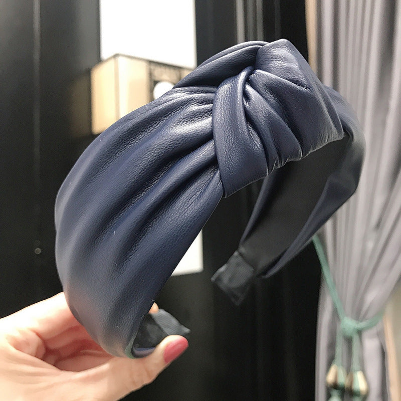 PU imitation leather knotted headband 228602203042